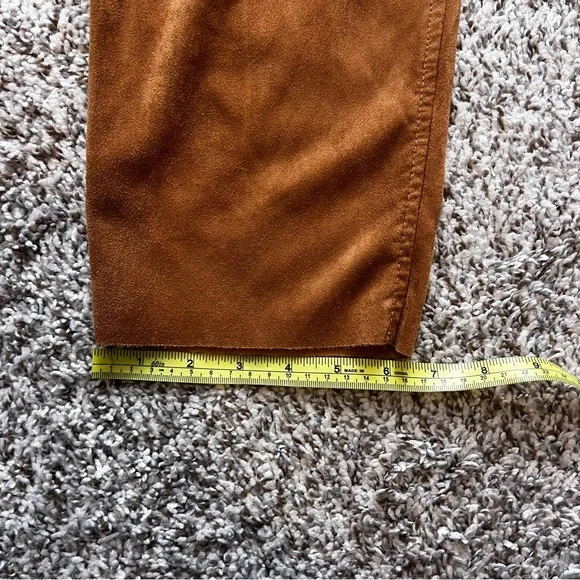Free People Nightfall Brown High-Waisted Vegan Suede Pants with Tie Waist Sz 4 - Picture 13 of 14